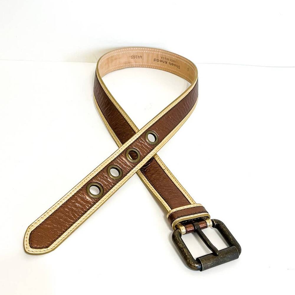 Vintage Y2K Streets Ahead Leather Womens Belt Size‎ L Bronze Metallic USA 44165